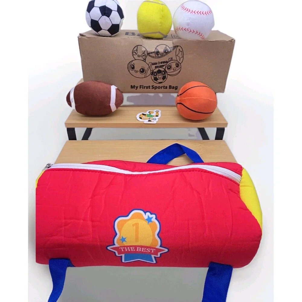 Baby Toys 0-12 Months, My First Sports Bag Plush Toy - 4 Sensory Balls Soft Toys